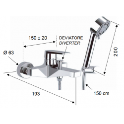 Bateria wannowa ścienna kompletna Remer DREAM  D02CR